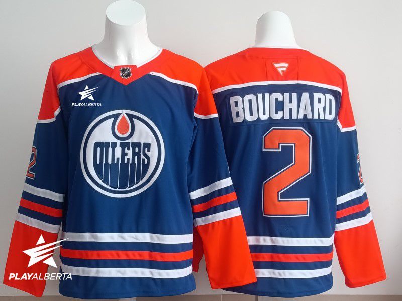 Men 2025 Edmonton Oilers #2 Bouchard Blue Fanatics Home Premium NHL Jersey style 2->edmonton oilers->NHL Jersey
